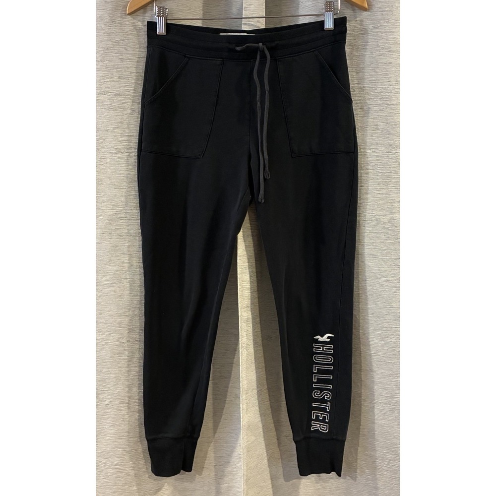 HOLLISTER Womens Graphic Sweatpant Joggers Black Size Medium